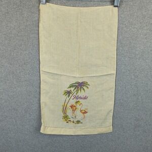 Vintage Florida Tea Towel 10x18 Palm Tree Flamingo Cook Farm Cabin Cottage 50s
